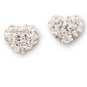 Sterling Silver Crystal Heart Stud Earrings